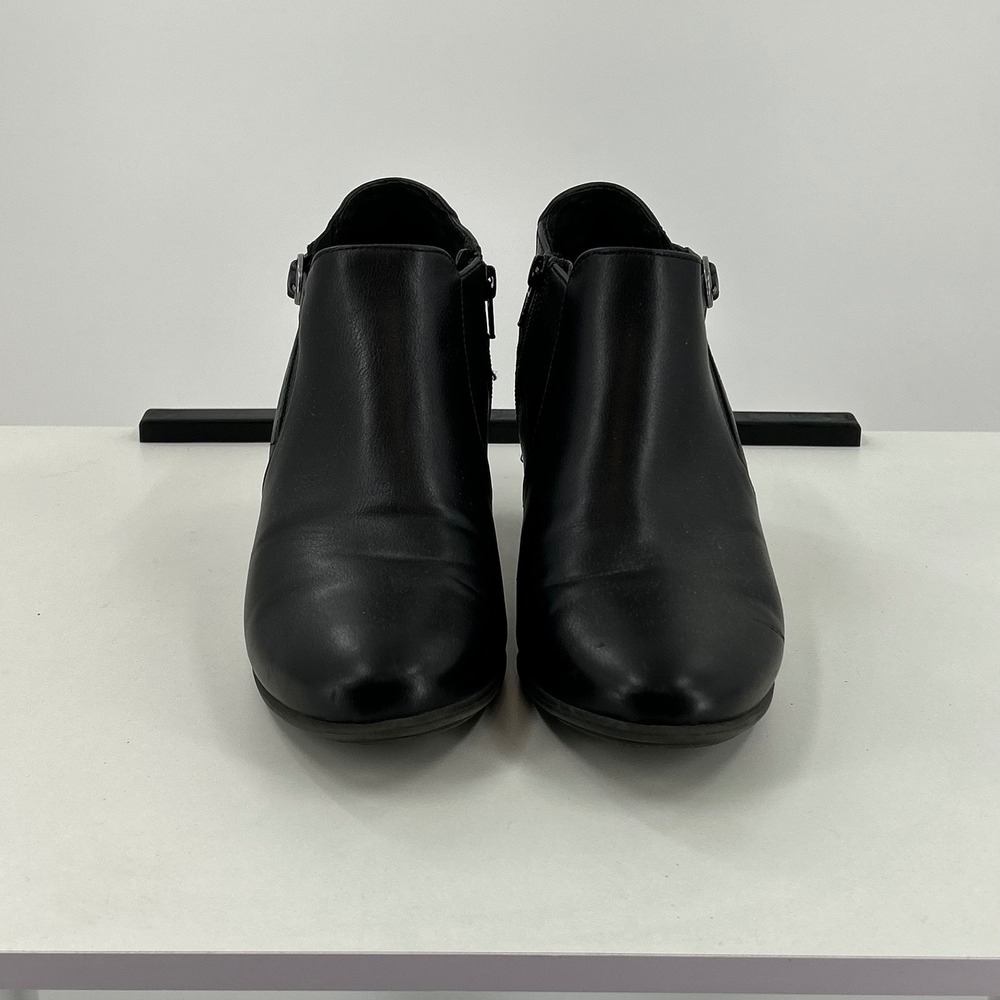 Croft & Barrow Black Ankle Boots Womens Size 9 Block Heel Side Zip Comfort Boots